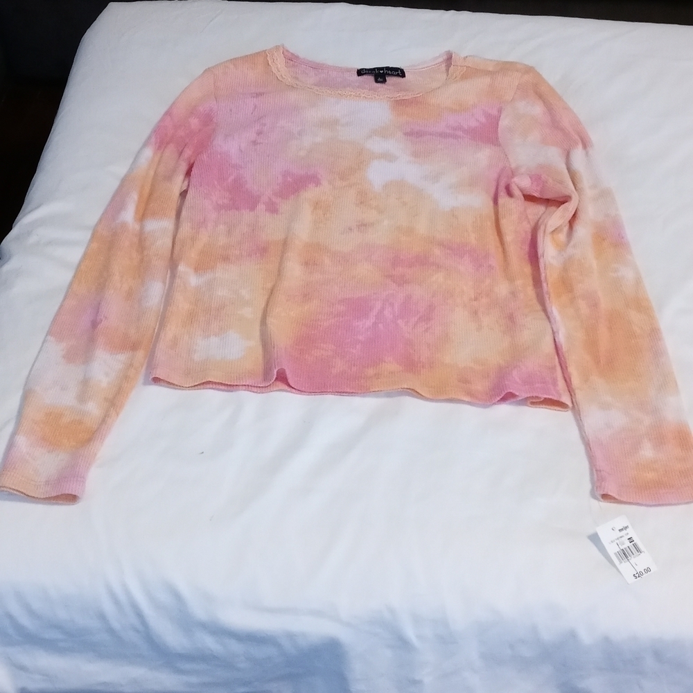 Derek Heart womens short tie dyed long John fabric sweater